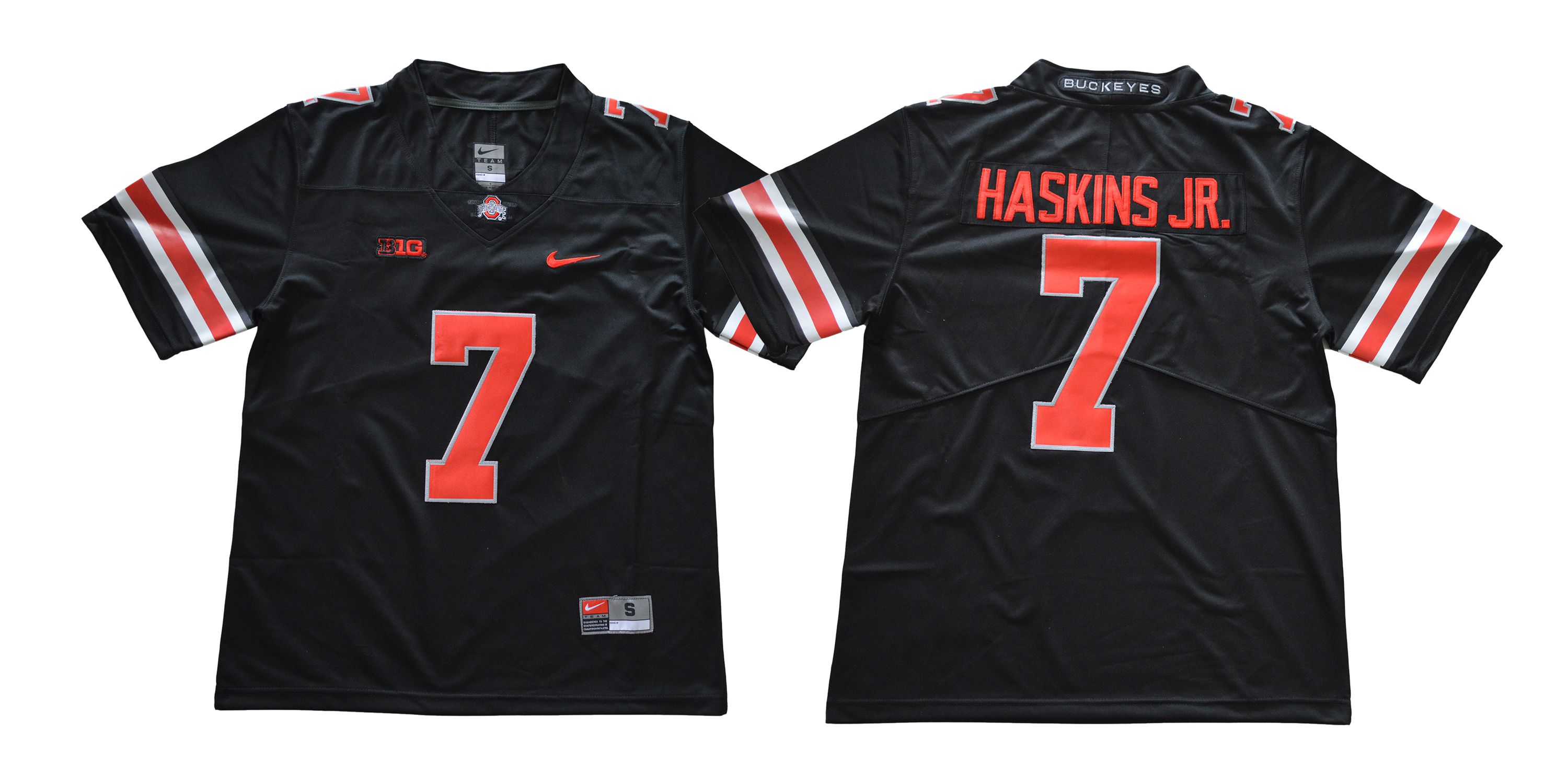 Men Ohio State Buckeyes #7 Haskins jr Black red Nike NCAA Jerseys->ncaa teams->NCAA Jersey